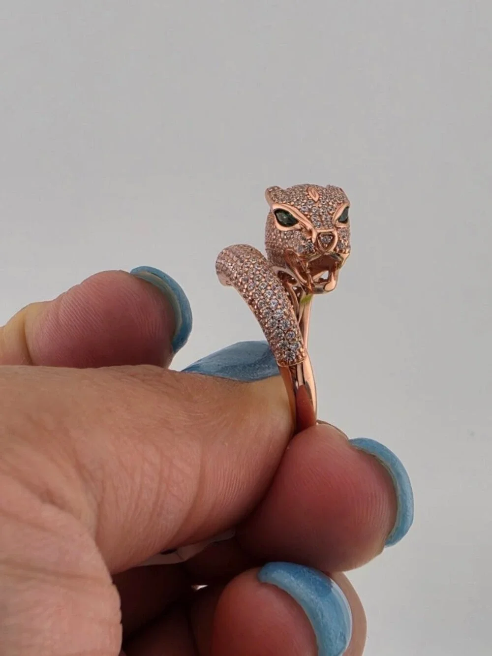 LAST ONE Fierce & Stylish: Panther Ring in 925 Silver with CZ Stones